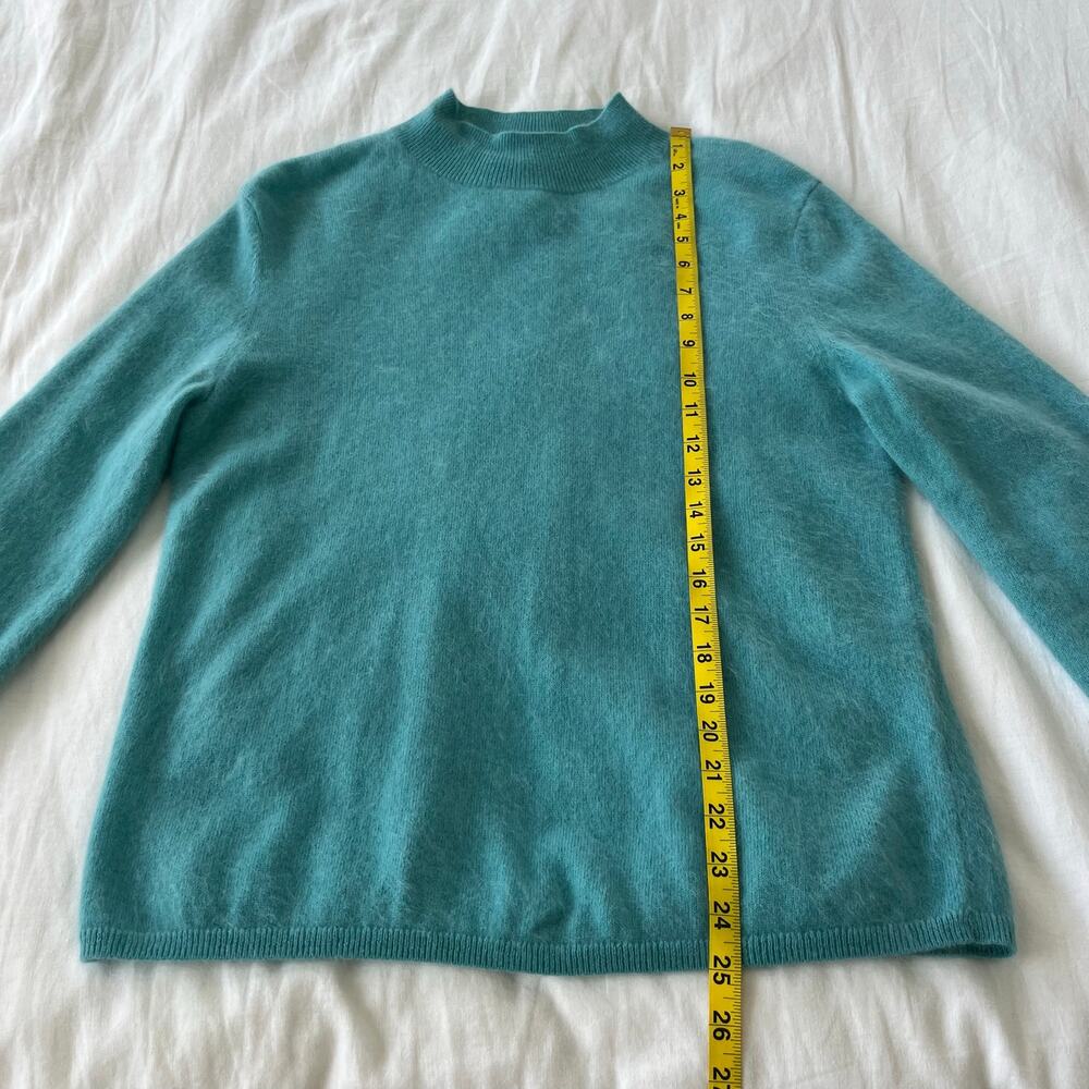Banana Republic 100% Brushed Cashmere Mock-Neck Sweater in Aquamarine Blue Small - Picture 7 of 10